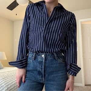 LRL Navy Striped Shirt